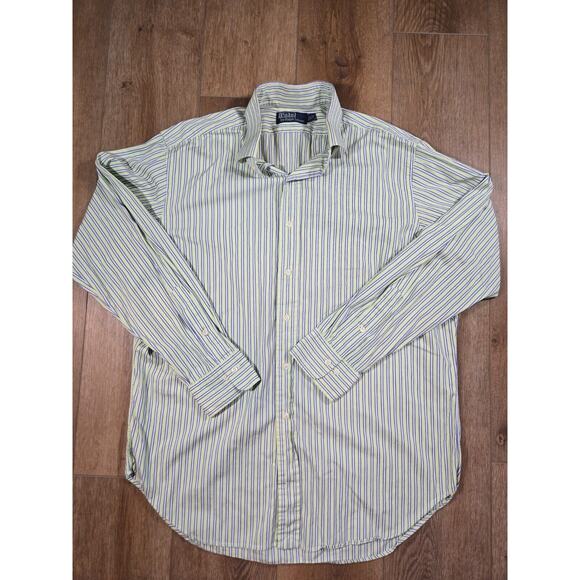 Polo Ralph Lauren Men’s Striped Dress Shirt 16 1/2 Green Blue White Classic Fit - Picture 1 of 8